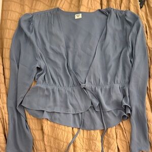 Sunday Best Soft Blue Wrap Blouse